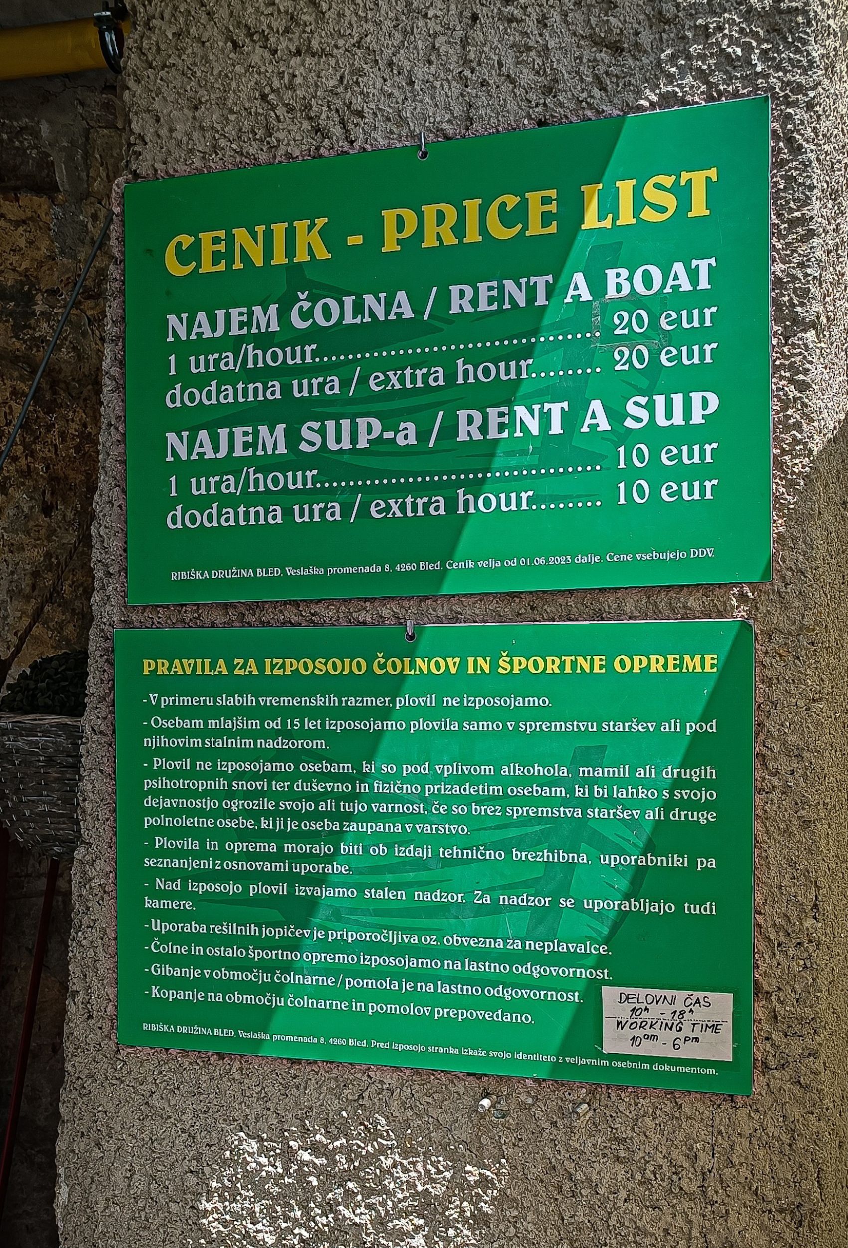 Lake Bled Rowing Boat Prices